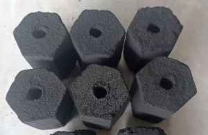 hexagonal coconut charcoal briquette