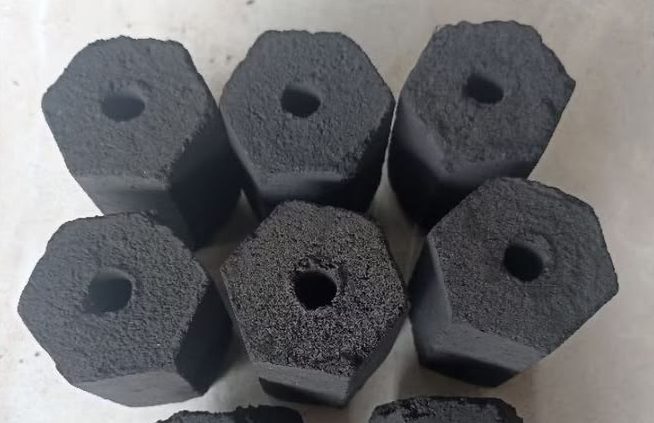 hexagonal coconut charcoal briquette