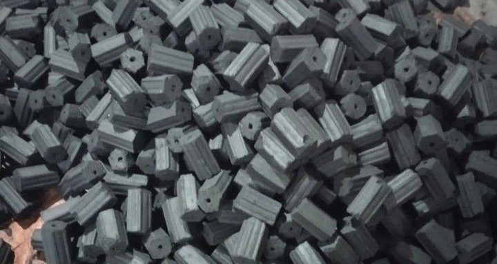 hex shape coconut shell charcoal briquette